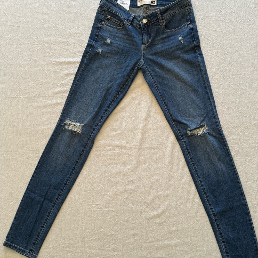 Garage Dark Blue Distressed Skinny Jeans